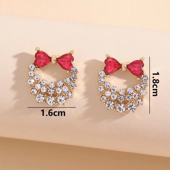 RHINESTONE BOW EARRINGS NWOT - Picture 4 of 6